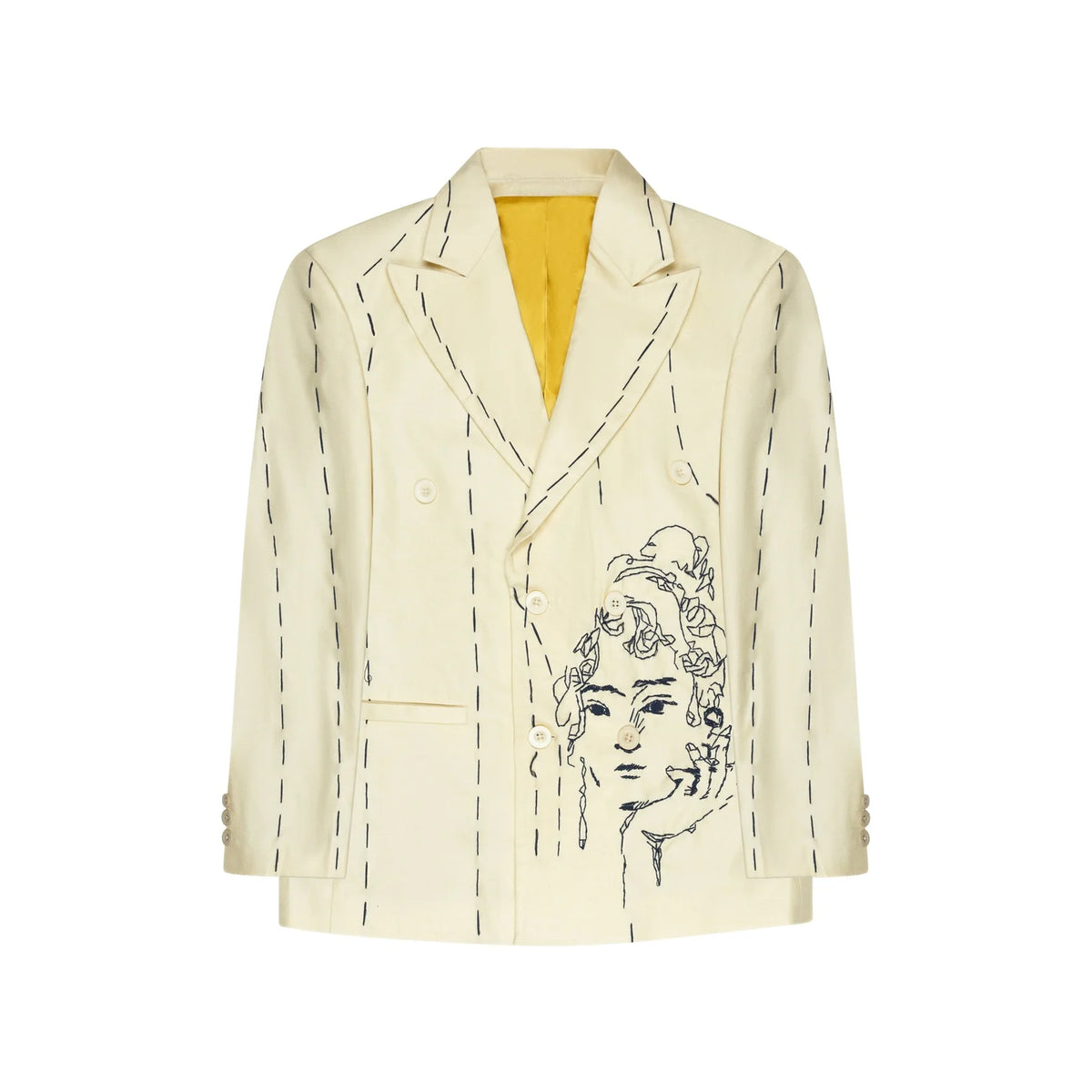 [Cream-Tan] Hand Embroidered Suit Top