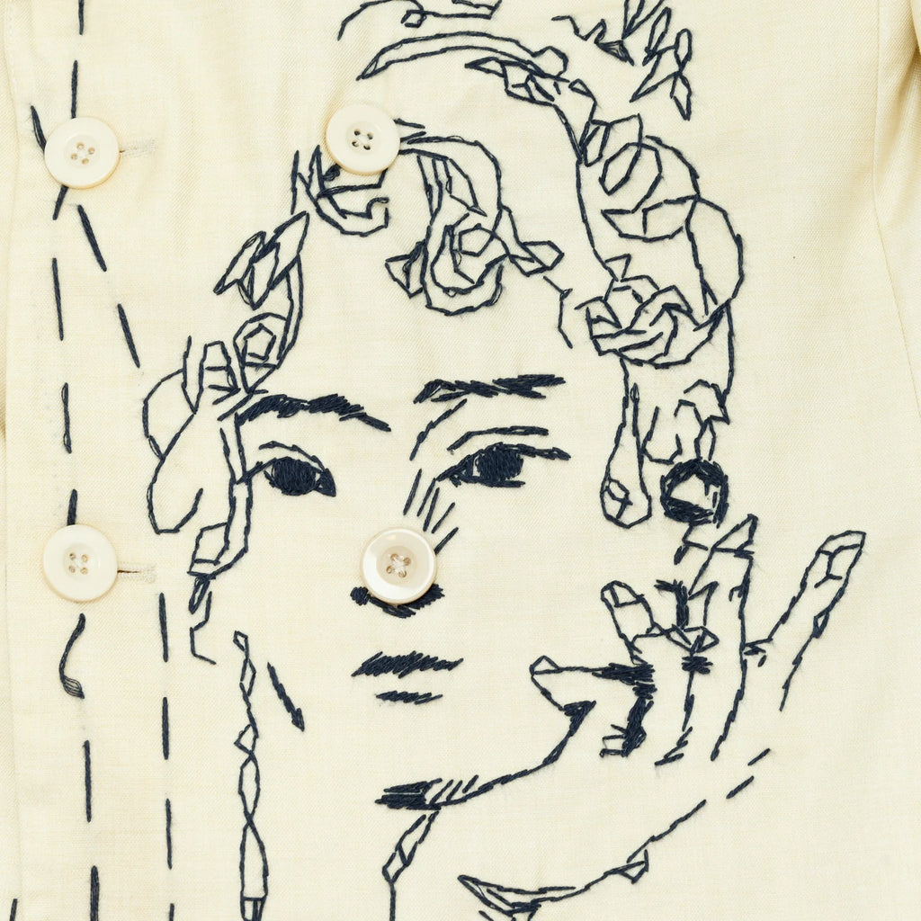 [Cream-Tan] Hand Embroidered Suit Top
