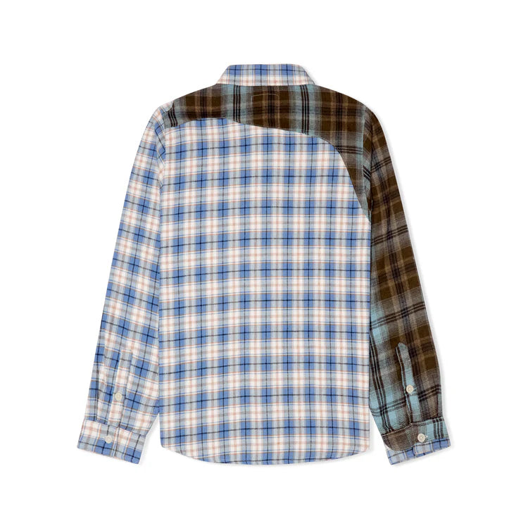 [Blue] Patchwork Face Flannel Shirt