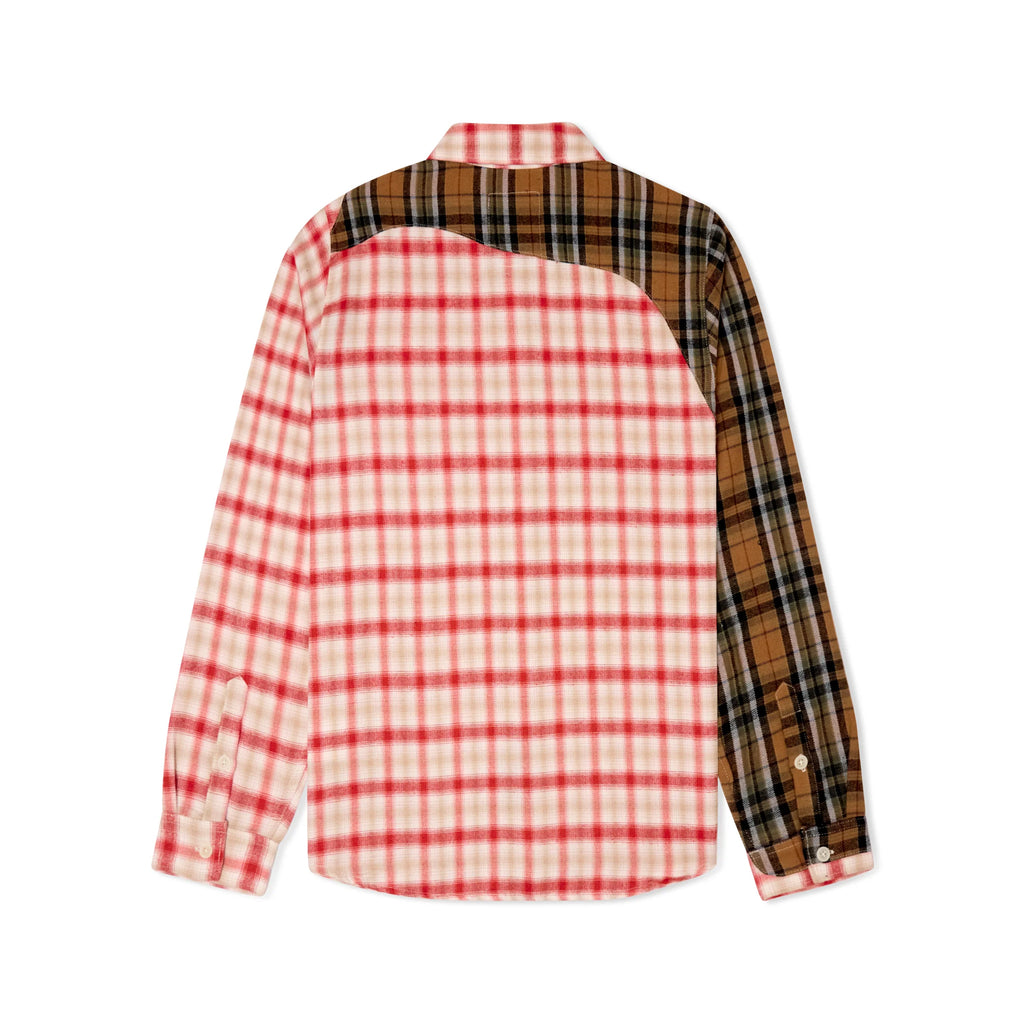 [Red] Patchwork Face Flannel Shirt