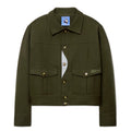 [Green/Forest] Pocket Detail Cropped Linen Coat