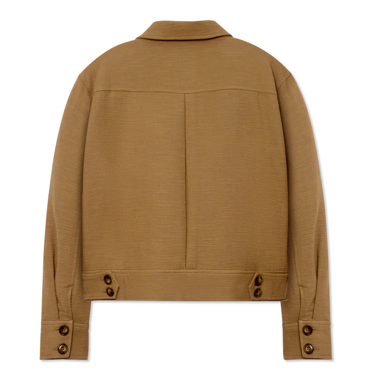 [Brown/Light Brown] Pocket Detail Cropped Linen Coat