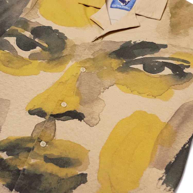 [Yellow] Watercolor Face Camp Shirt