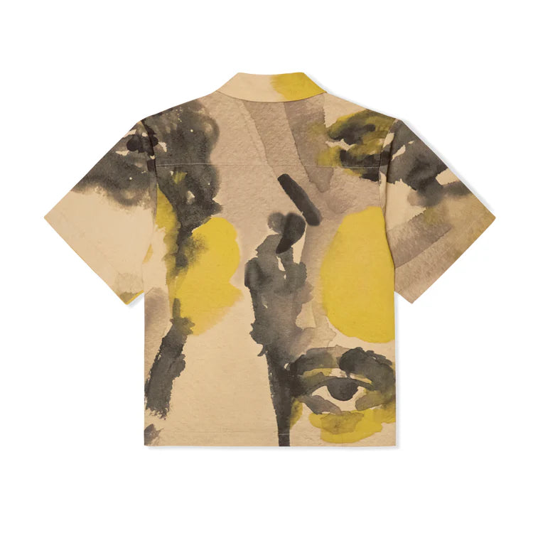[Yellow] Watercolor Face Camp Shirt