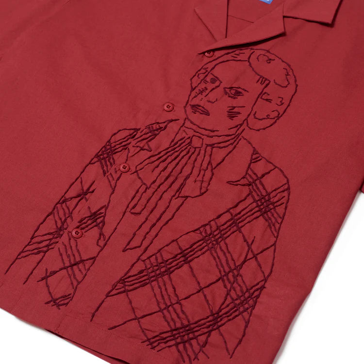 [Red-Deep] Hand Stitched Woman Shirt