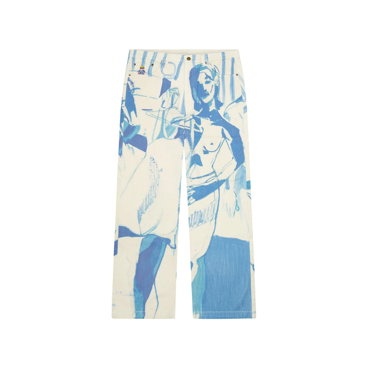 [BLUE-WHITE] 1989 BEDROOM PAINTING DENIM PANT