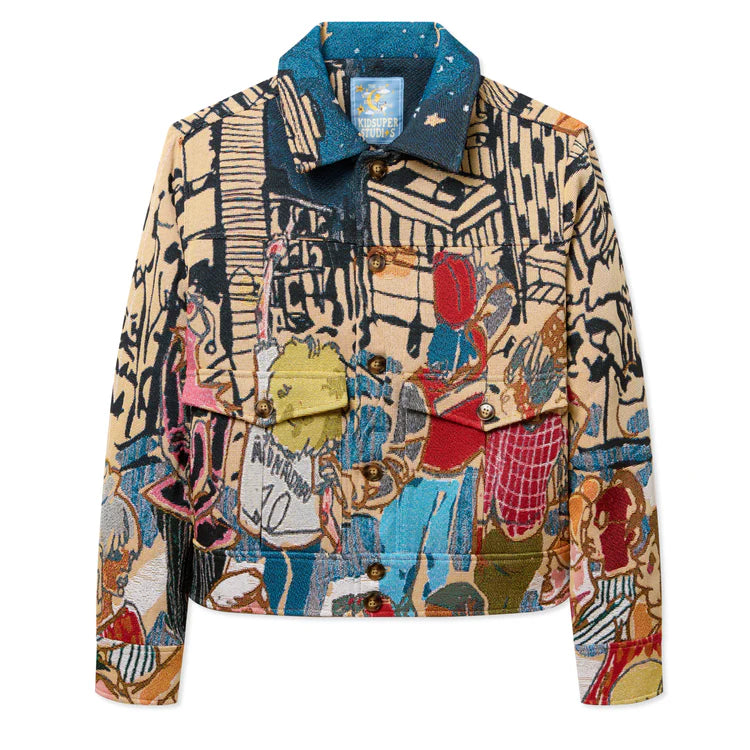[Multicolor]Jacquard Pocket Detail Bomber Jacket