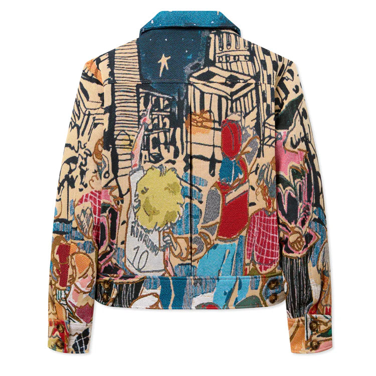 [Multicolor]Jacquard Pocket Detail Bomber Jacket