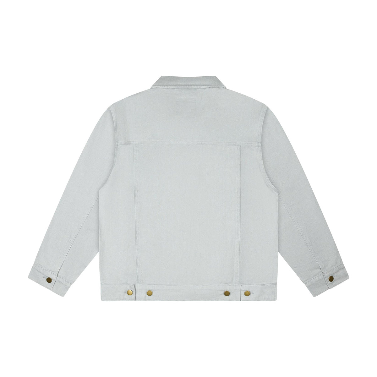 [GREY] Face Embroidered Denim Jacket