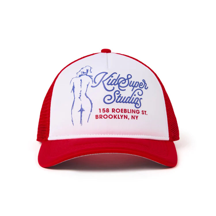 [RED-MULTI] Puff print Trucker Hat