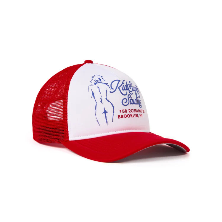 [RED-MULTI] Puff print Trucker Hat
