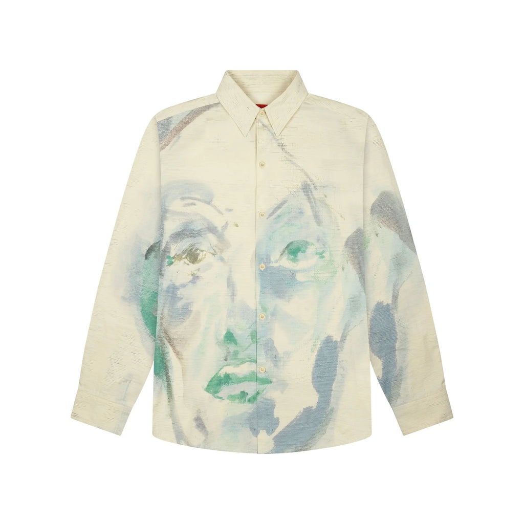 [Cream-BLUE] PAINTED FACE BUTTON DOWN SHIRT