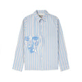 [White-Blue] Striped Face Button DOWN SHIRT