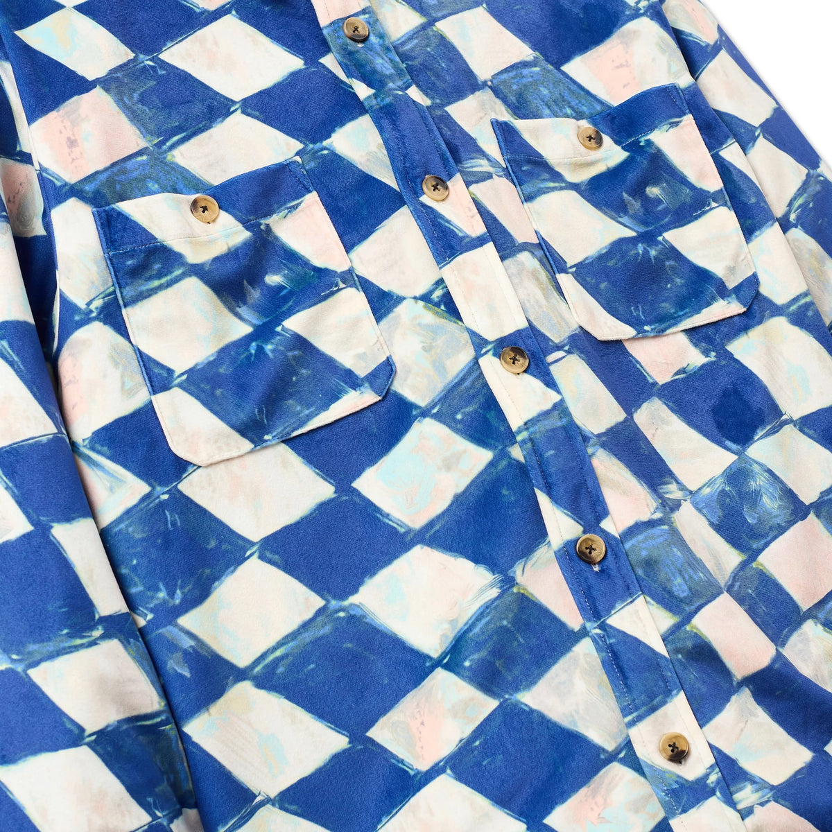 [Blue] Moleskin Checkered quilted Overshirt