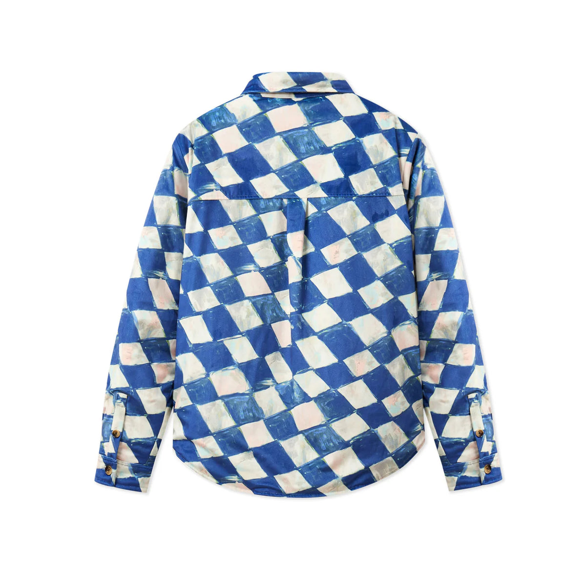 [Blue] Moleskin Checkered quilted Overshirt