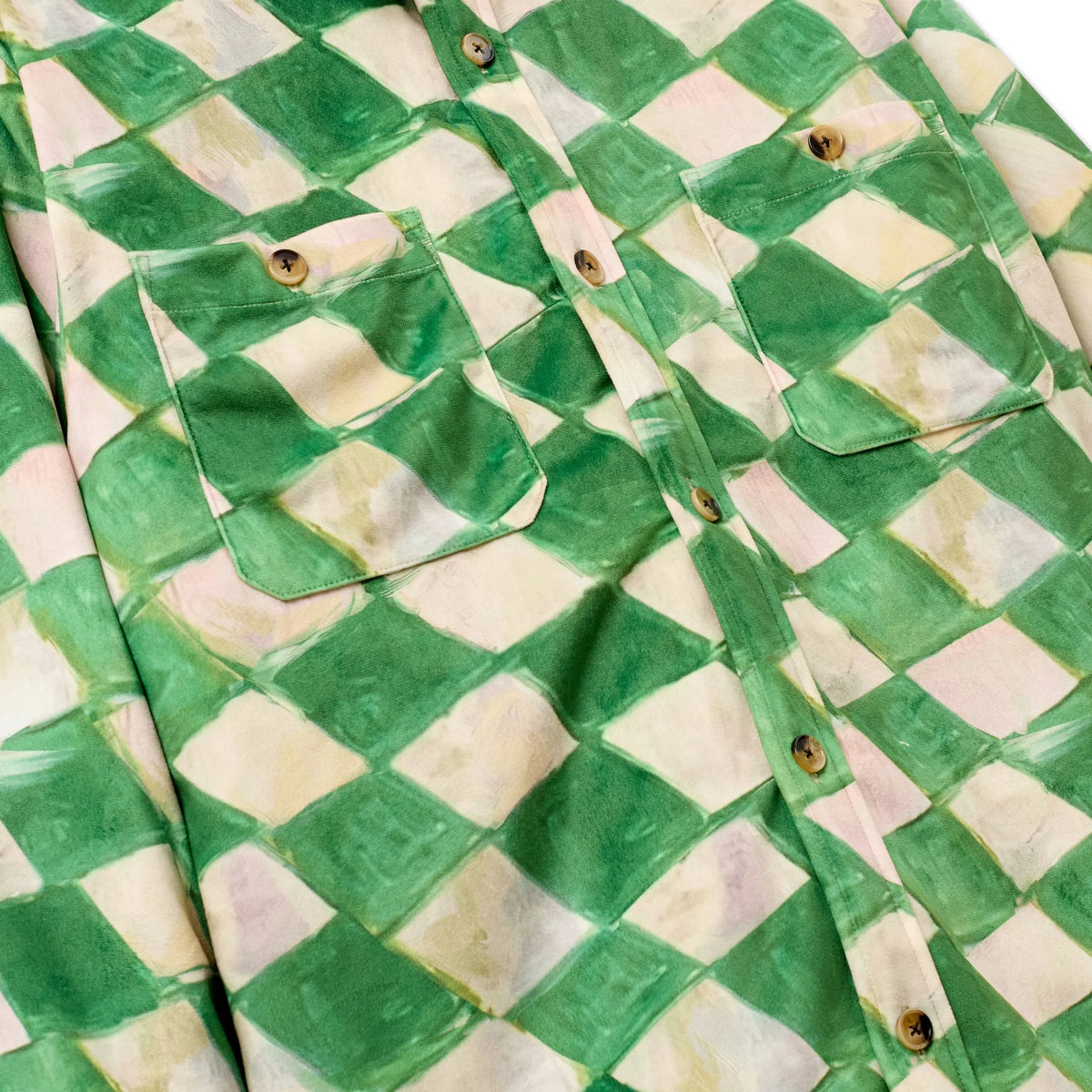 [Green] Moleskin Checkered quilted Overshirt