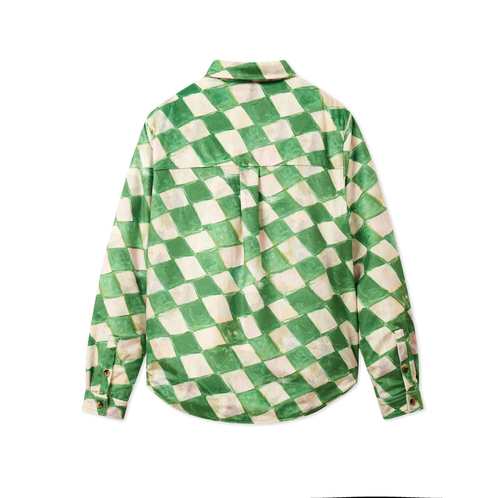 [Green] Moleskin Checkered quilted Overshirt