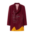 [RED-Burgundy] Beaded Portrait Peacoat