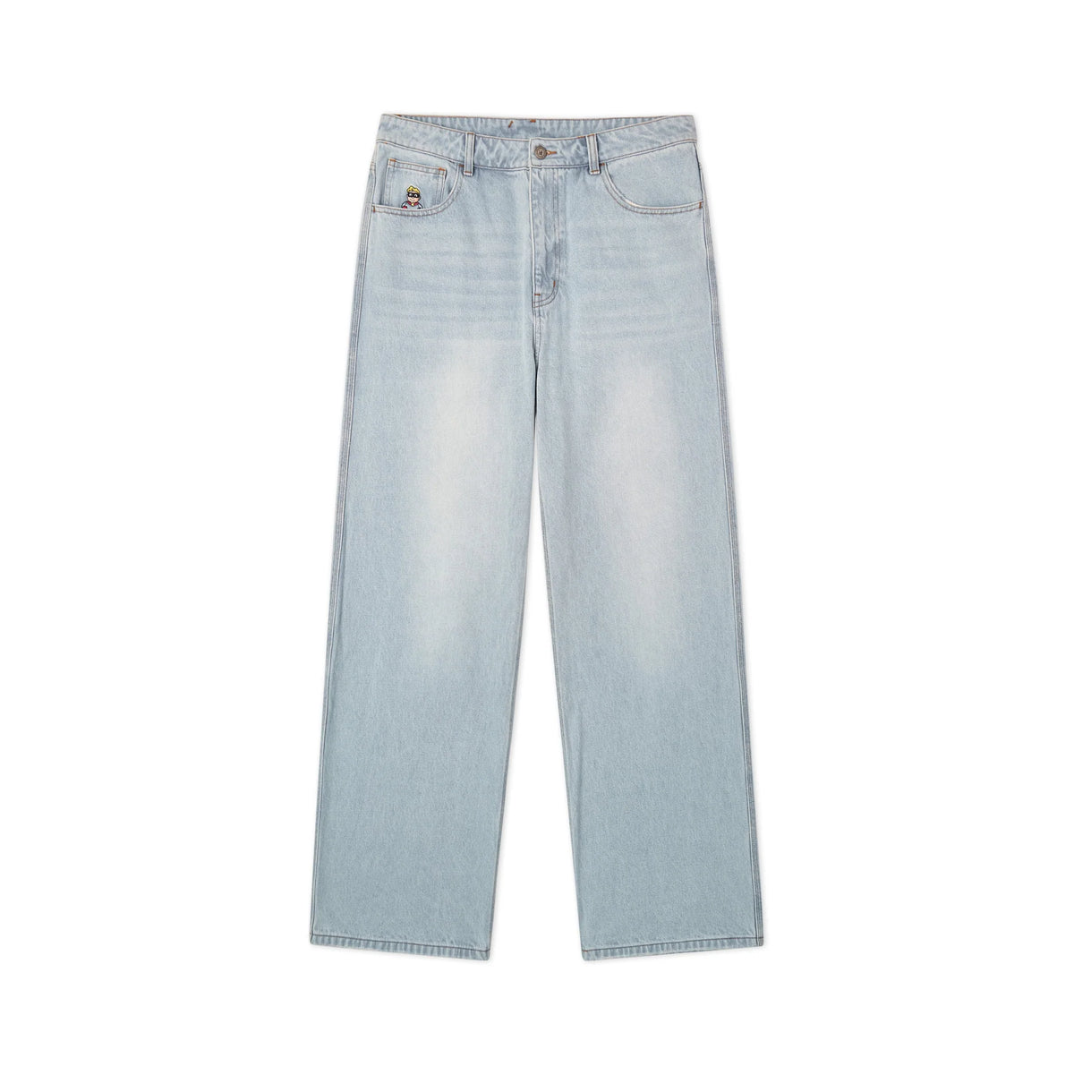 [Blue-Denim] Light Wash Wide Leg Denim Jeans
