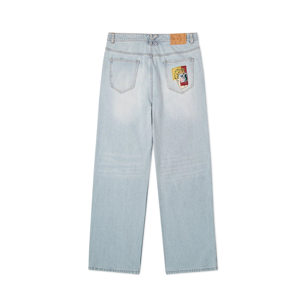 [Blue-Denim] Light Wash Wide Leg Denim Jeans