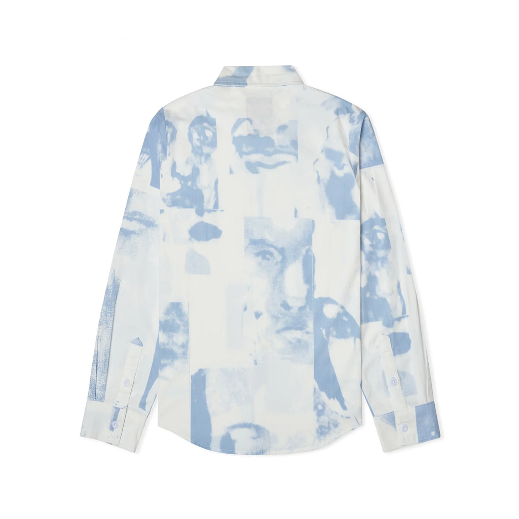 [White-Blue] Collage Faces BUTTON Down SHIRT