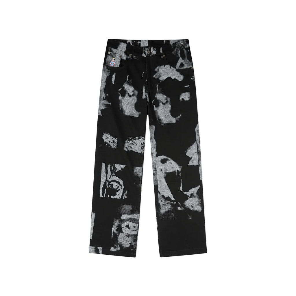 [Black] Collage Faces Twill Pant