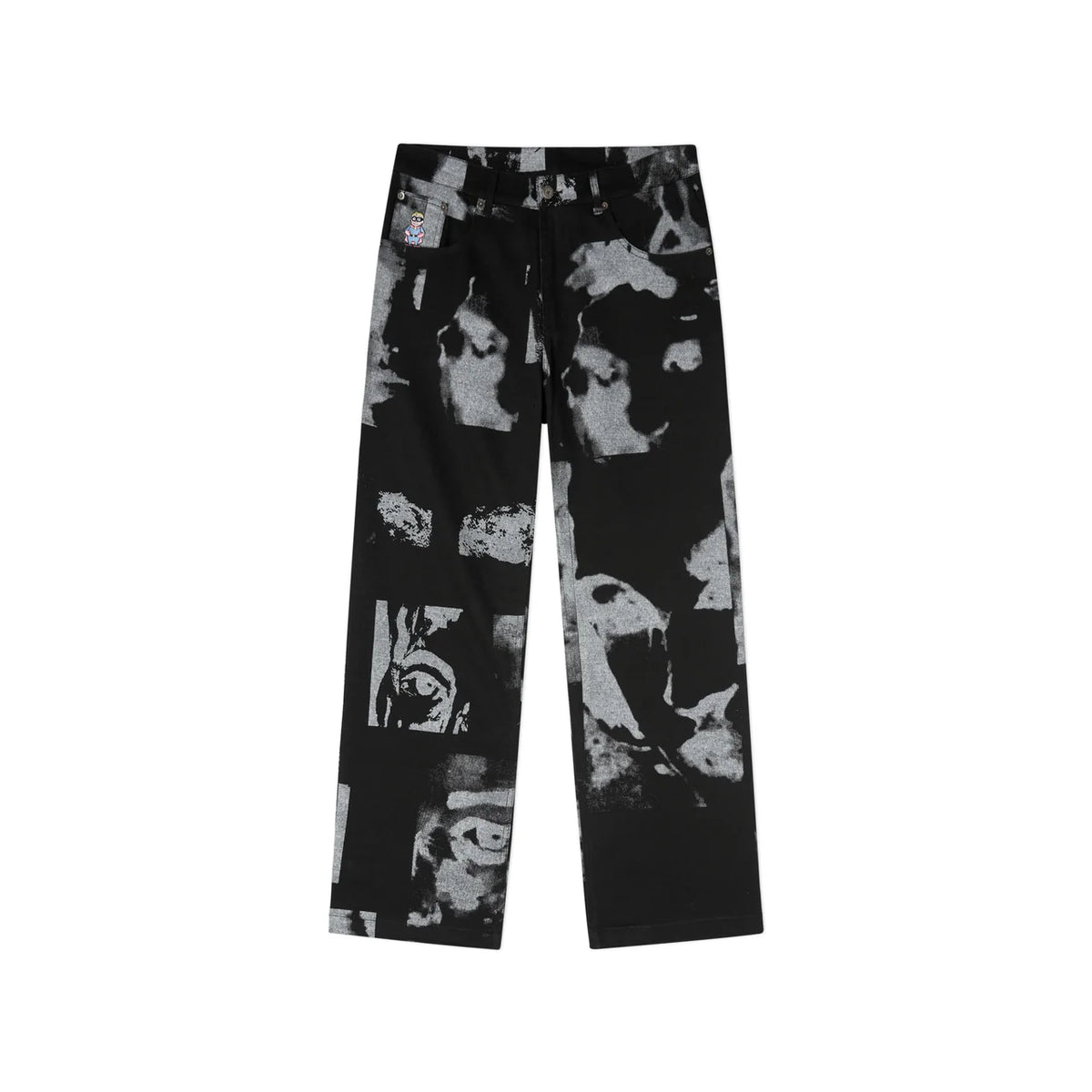 [Black] Collage Faces Twill Pant