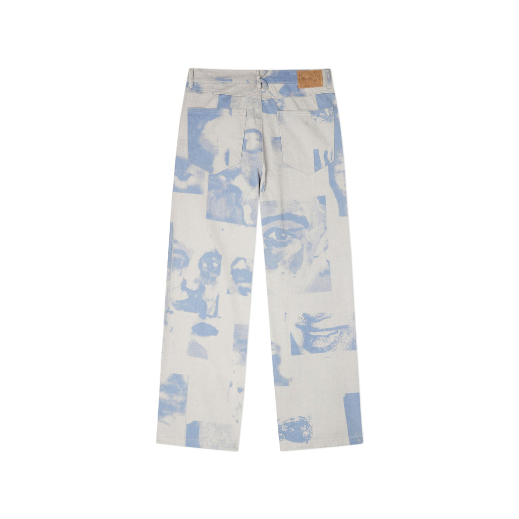 [White-Blue] Collage Faces Twill Pant