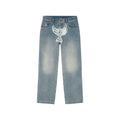 [Blue-Denim] Printed Dove Washed Denim Jeans