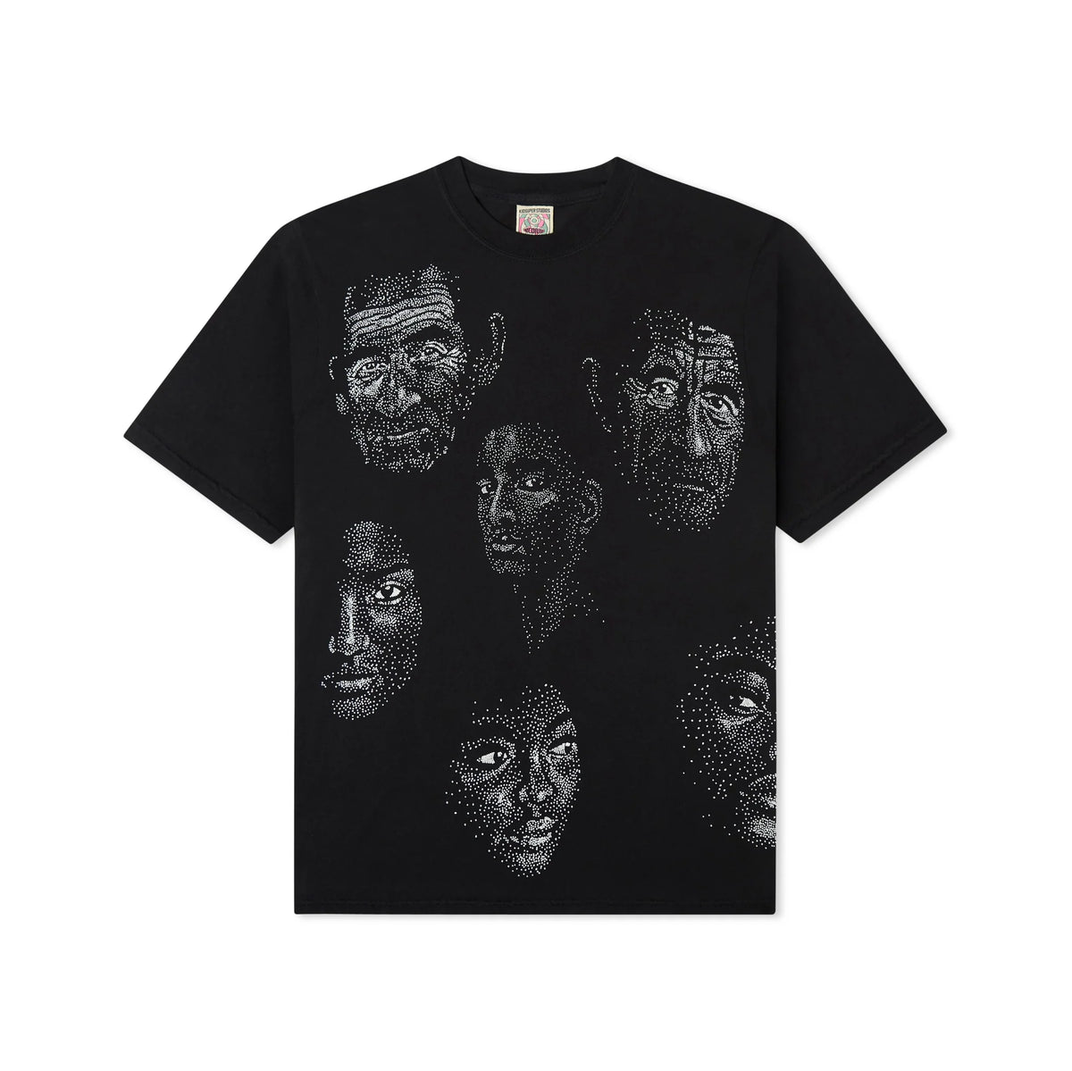 [Black] Embellished Faces Tee