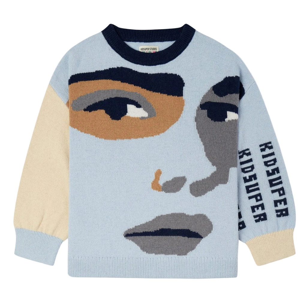 [BLUE-BABY BLUE] Face Boxy Sweater