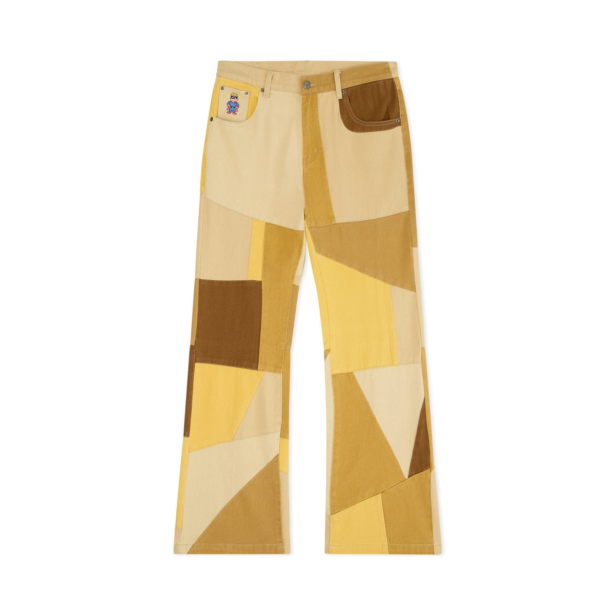 [Yellow-White] Geometric Patchwork Flare Pants