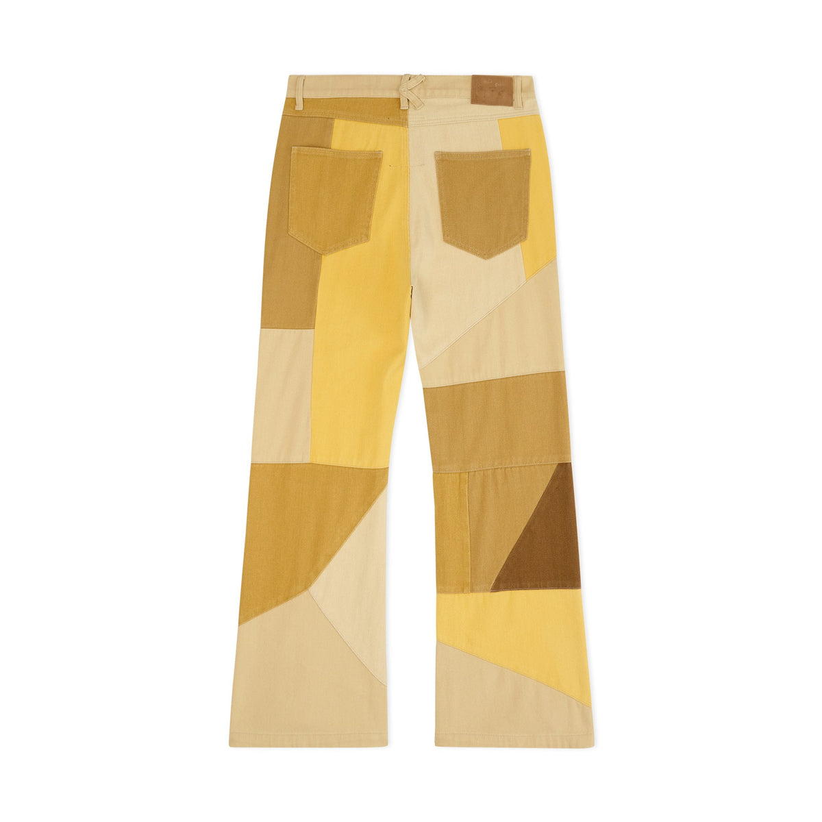 [Yellow-White] Geometric Patchwork Flare Pants