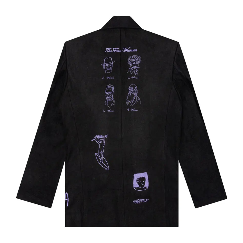 [Black-Purple] Embroidery Suit Top