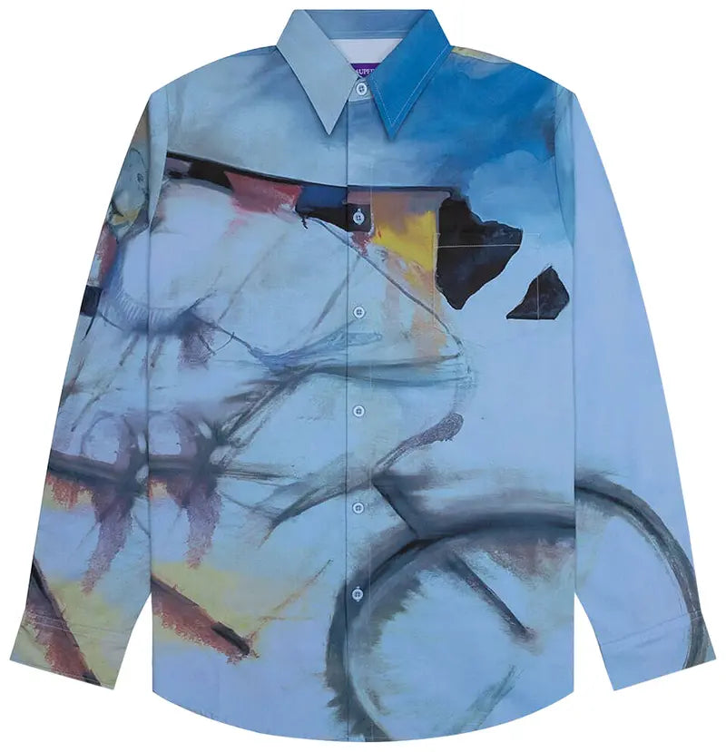 [BLUE] Final Lap Button Down Shirt