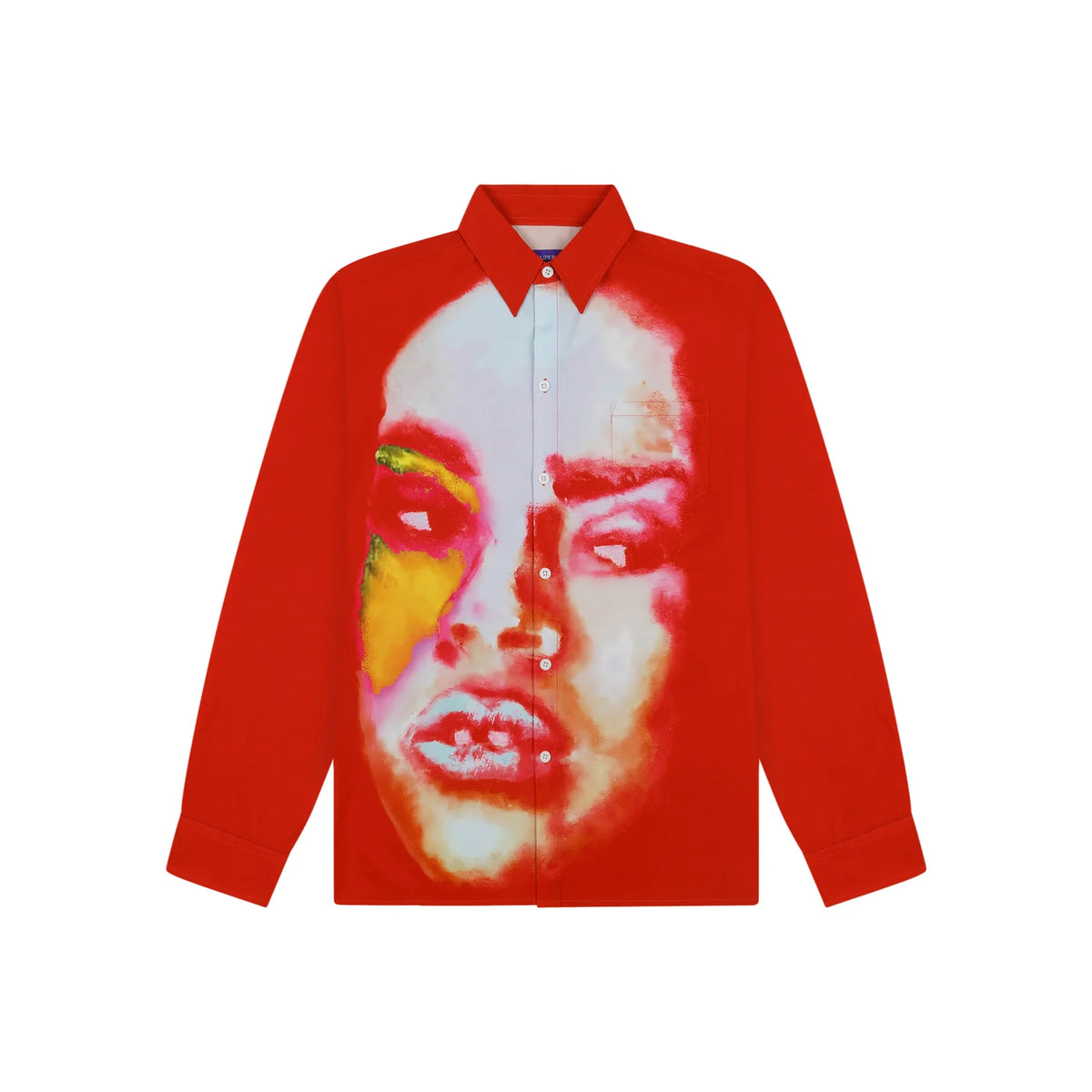 [RED] Girl Face Button Down SHIRT