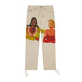 [Cream] Painted Women Denim Canvas Pant