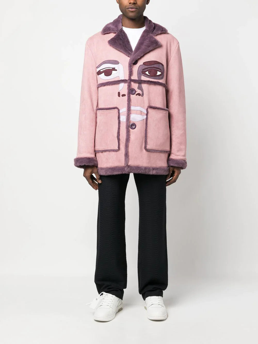 [Pink-Brown] Face Suede Winter Coat