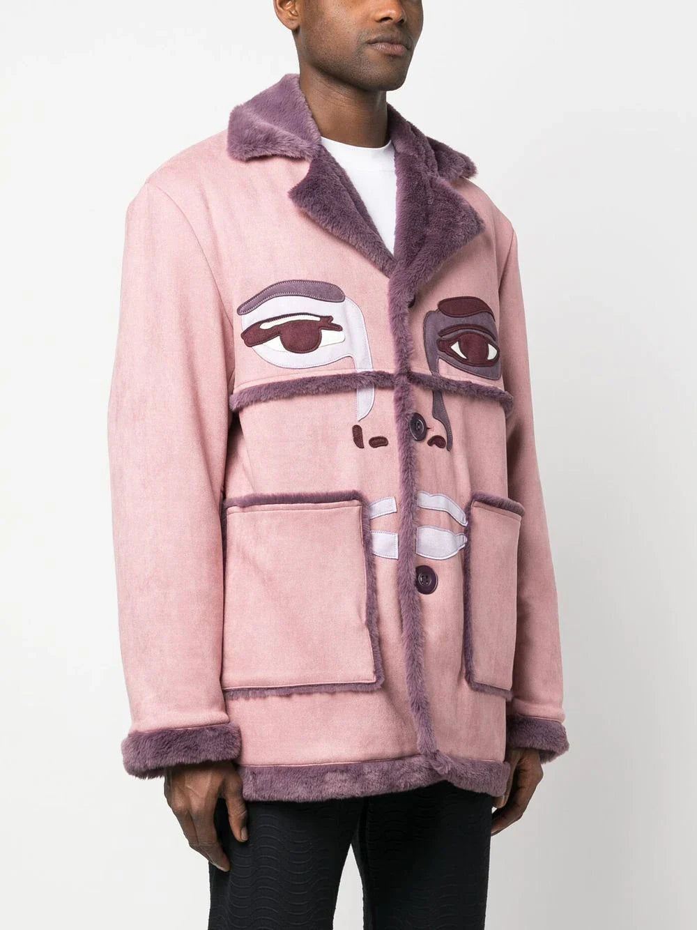[Pink-Brown] Face Suede Winter Coat