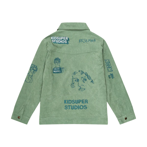 [MINT/GREEN] Embroidery Doodle Cord Jacket