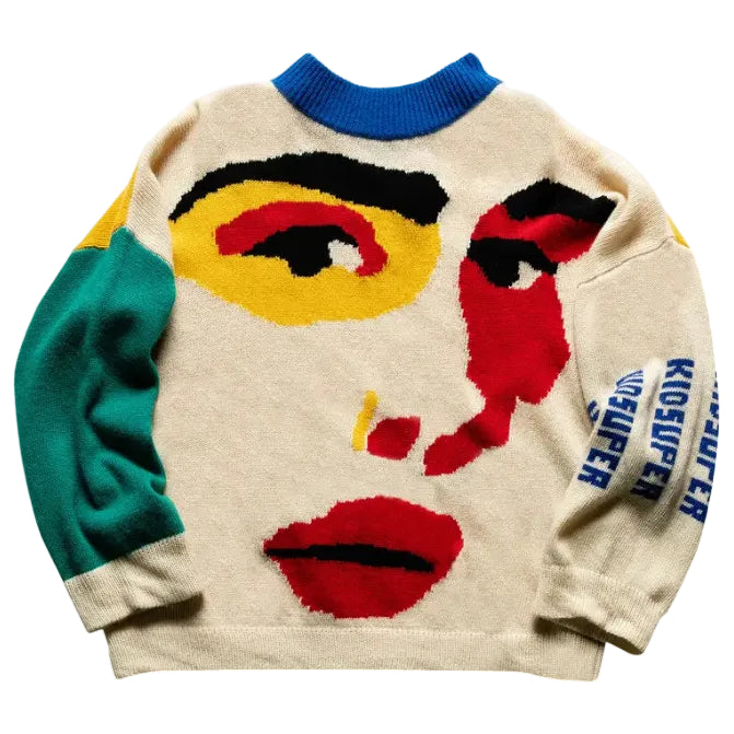 [Multicolor] Face Knit Sweater