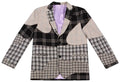 [Grey] Stitched Plaid Patch Suit Top