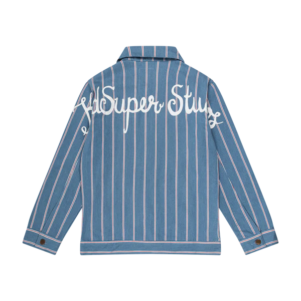 [BLUE-Denim] Pinstripe Denim Jacket (Painted Pocket)