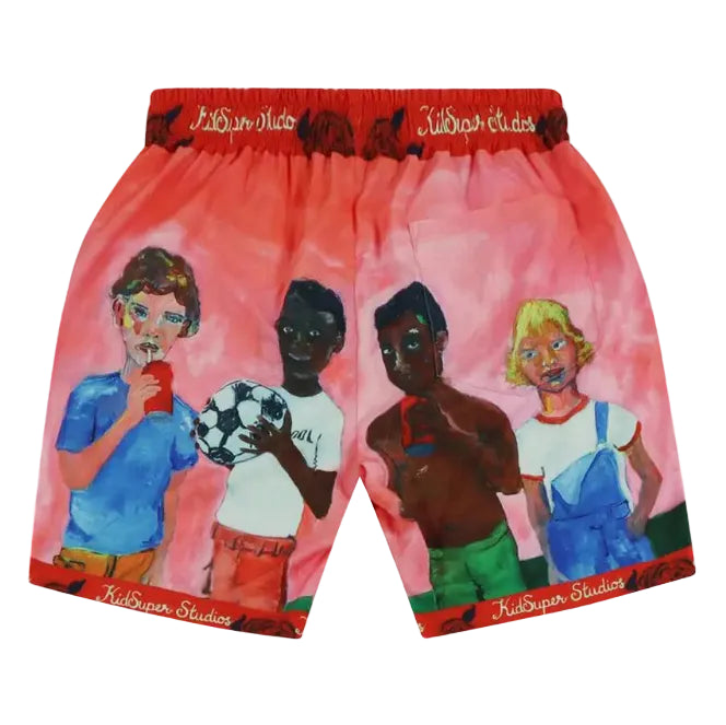 [Red-Multicolor] Kids Shorts