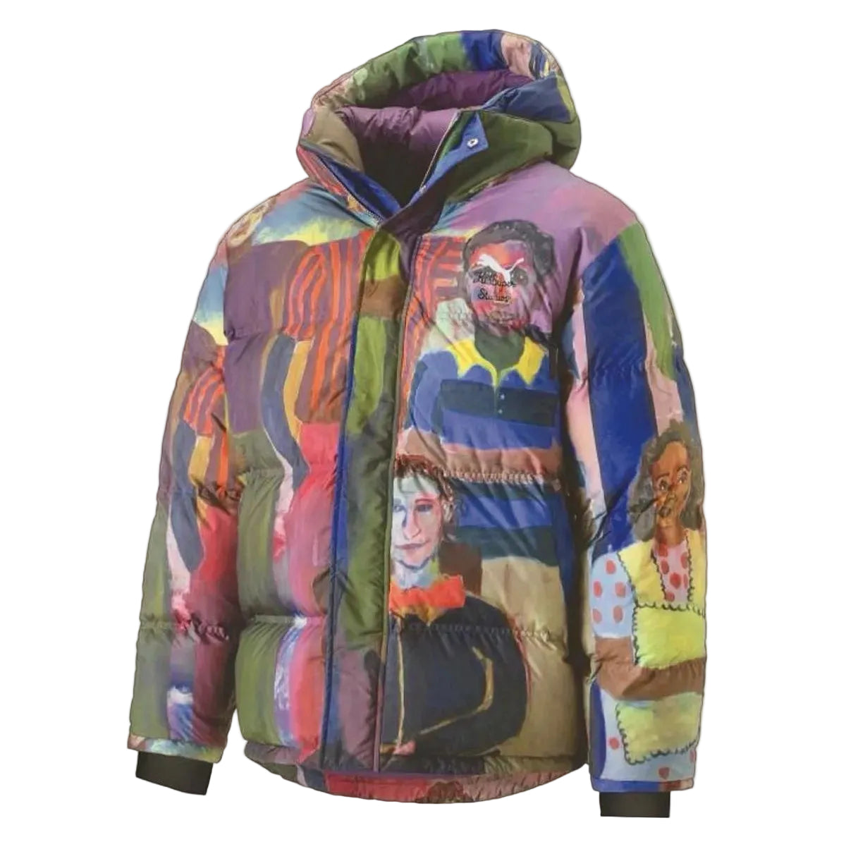 [Multicolor] People Collage Puffer Jacket