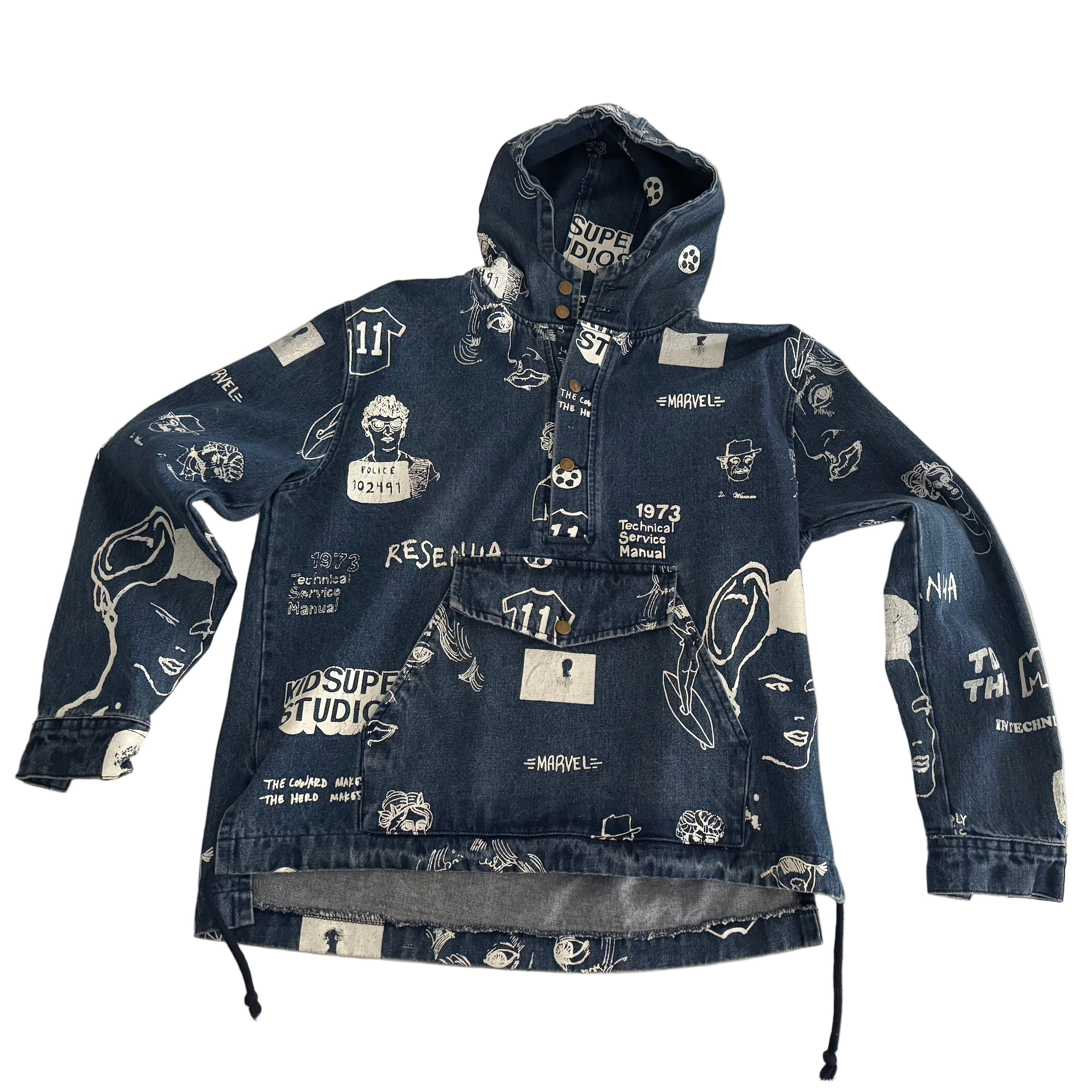 [BLUE-Denim] DOODLE Denim JEAN PULLOVER