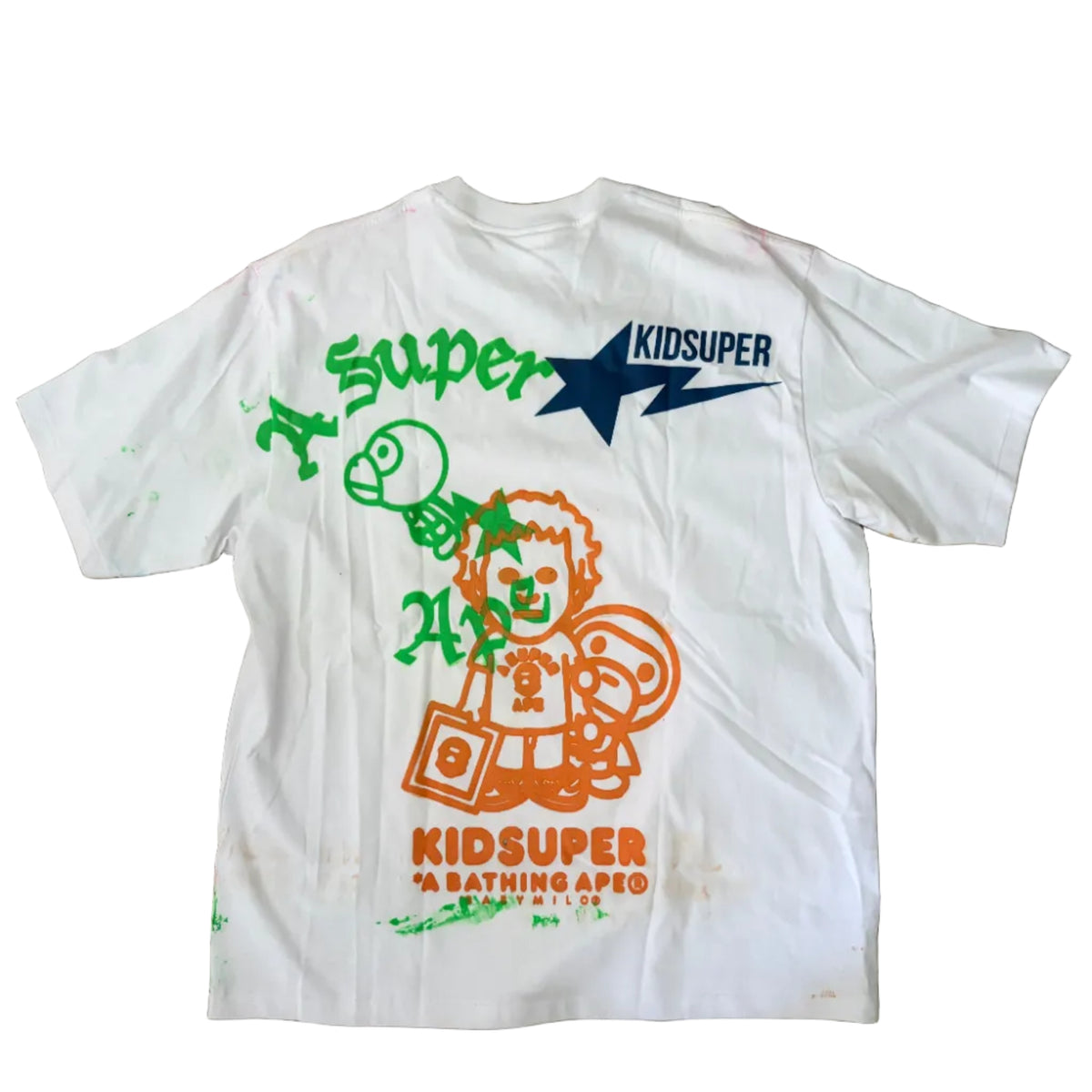 [WHITE] BAPE X KIDSUPER ORIGINAL - A SUPER APE & BABY MILO TEE