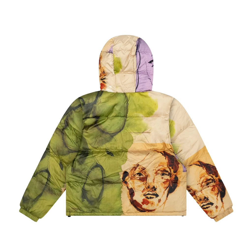 [Multicolor] Printed Mismatched Shiny Puffer