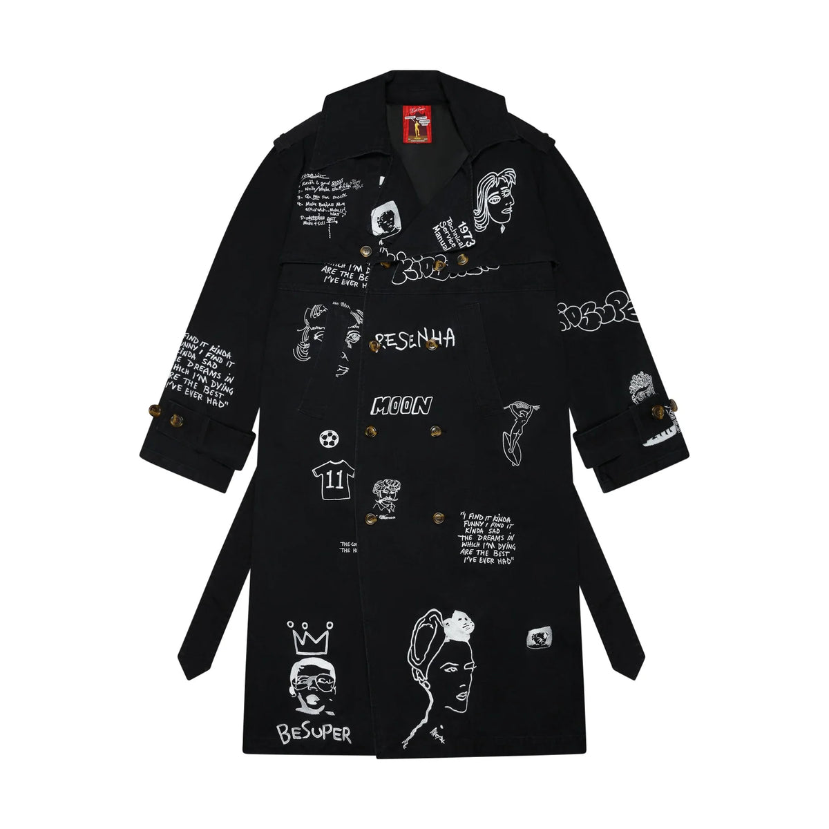 [BLACK] Embroidered Trench Coat