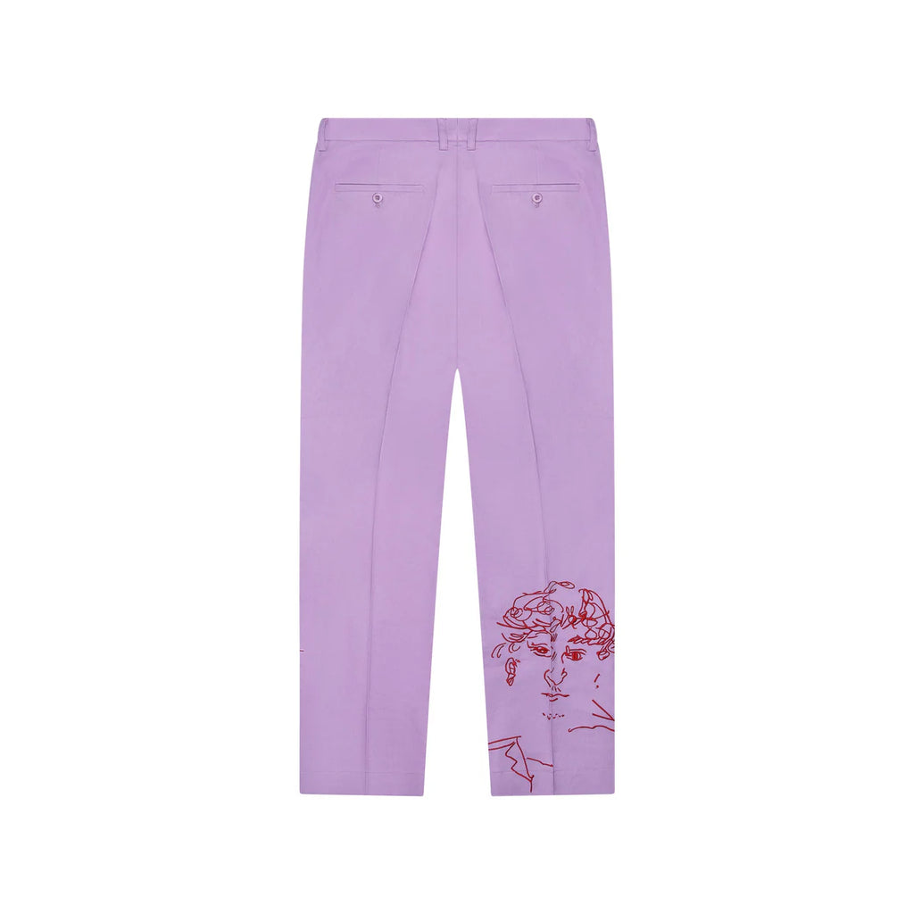 [LAVENDER] Doodle Faces Embroidered Suit Pants